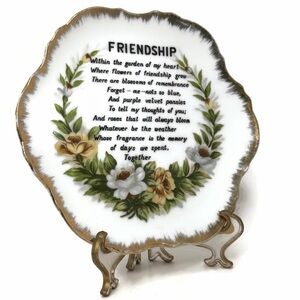 Vintage Friendship Poem Decorative Plate Gold Trim